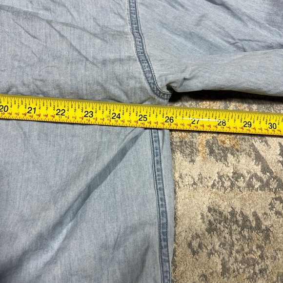 Express Boyfriend Button Up Shirt Blue Denim Women’s Size XL - Picture 6 of 7